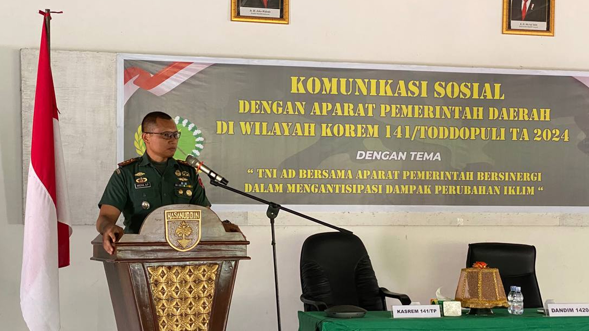 Letkol Inf Andika Ari Prihantoro, SE., M.I.Pol., Dandim 1420/Sidrap, berhasil mencuri perhatian dengan pemaparannya tentang peran teknologi dalam mengatasi tantangan perubahan iklim.