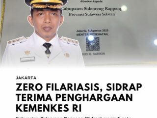 Zero Filariasis, Sidrap Terima Penghargaan Kemenkes RI