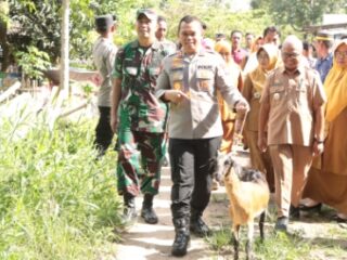Wujud Peduli, Kapolres - Dandim Sidrap Beri Bantuan Kambing Untuk Pak Amir