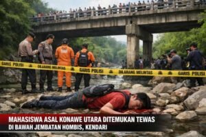 Mahasiswa Asal Konawe Utara Ditemukan Tewas di Bawah Jembatan Hombis, Kendari