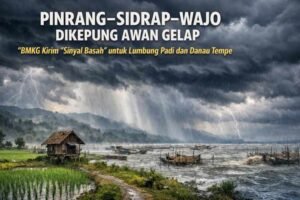 Pinrang–Sidrap–Wajo Dikepung Awan Gelap, BMKG Kirim “Sinyal Basah” untuk Lumbung Padi dan Danau Tempe