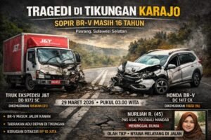 Kecelakaan di Poros Pinrang — Polman, Satu Nyawa Melayang, Sopir BR-V Masih 16 Tahun