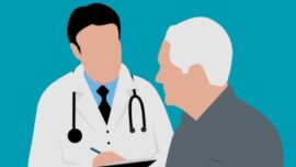 Ilustrasi dokter sedang berkonsultasi dengan pasien terkait profesi dokter di Indonesia.
