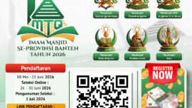 Poster perpanjangan pendaftaran MTQ Imam Masjid se-Provinsi Banten Tahun 2026. Pendaftaran dibuka hingga 25 Juni 2026 dengan pelaksanaan kegiatan pada 3-5 Juli 2026 di Masjid Raya Baitul Mukhtar BSD.