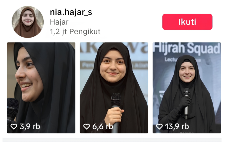 Tangkapan Layar Akun Tiktok Ustadzah AI Viral @nia.hajar_s