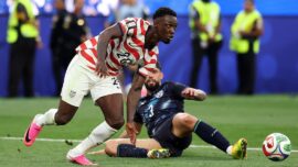 Folarin Balogun dan pemain Amerika Serikat merayakan gol ke gawang Paraguay pada pertandingan Grup D Piala Dunia 2026.