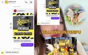 Tangkapan layar unggahan viral peserta Yellow Run 2026 yang mempertanyakan kategori Best Costume setelah acara berlangsung di GBK Jakarta.