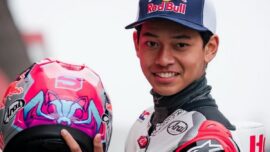 Veda Ega Pratama dari Honda Team Asia raih podium 3 Moto3 Brasil 2026. (Honda Team Asia)