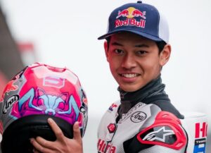 Veda Ega Pratama dari Honda Team Asia raih podium 3 Moto3 Brasil 2026. (Honda Team Asia)