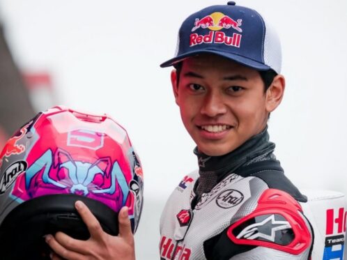Veda Ega Pratama dari Honda Team Asia raih podium 3 Moto3 Brasil 2026. (Honda Team Asia)