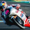 Veda Ega Pratama memacu motornya pada balapan Moto3 Grand Prix Jerman di Sirkuit Sachsenring, Hohenstein-Ernstthal, Minggu (12/7/2026).